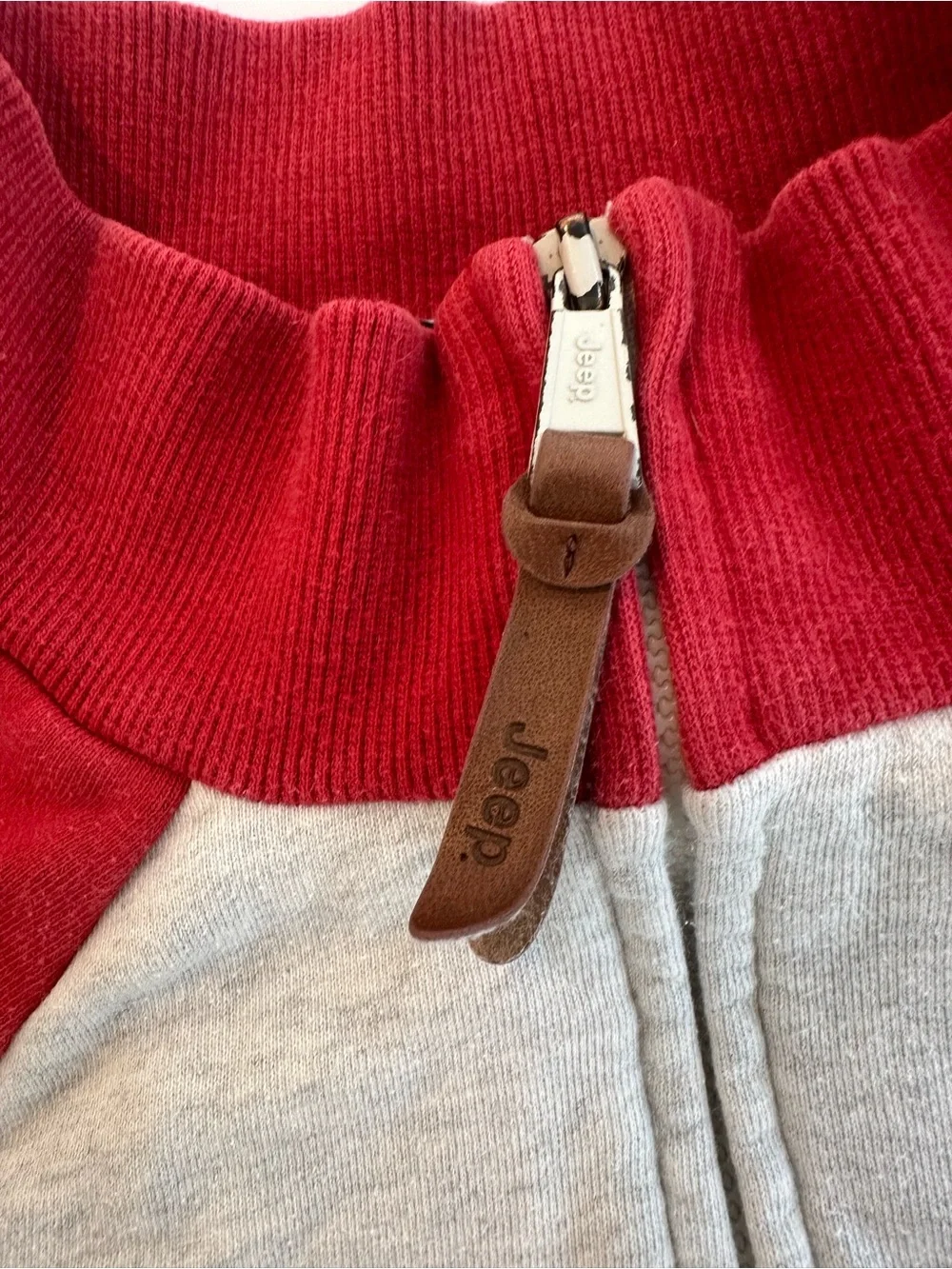 Jeep Red Collar Gray Interior Zip Jacket - Picture 2 of 6